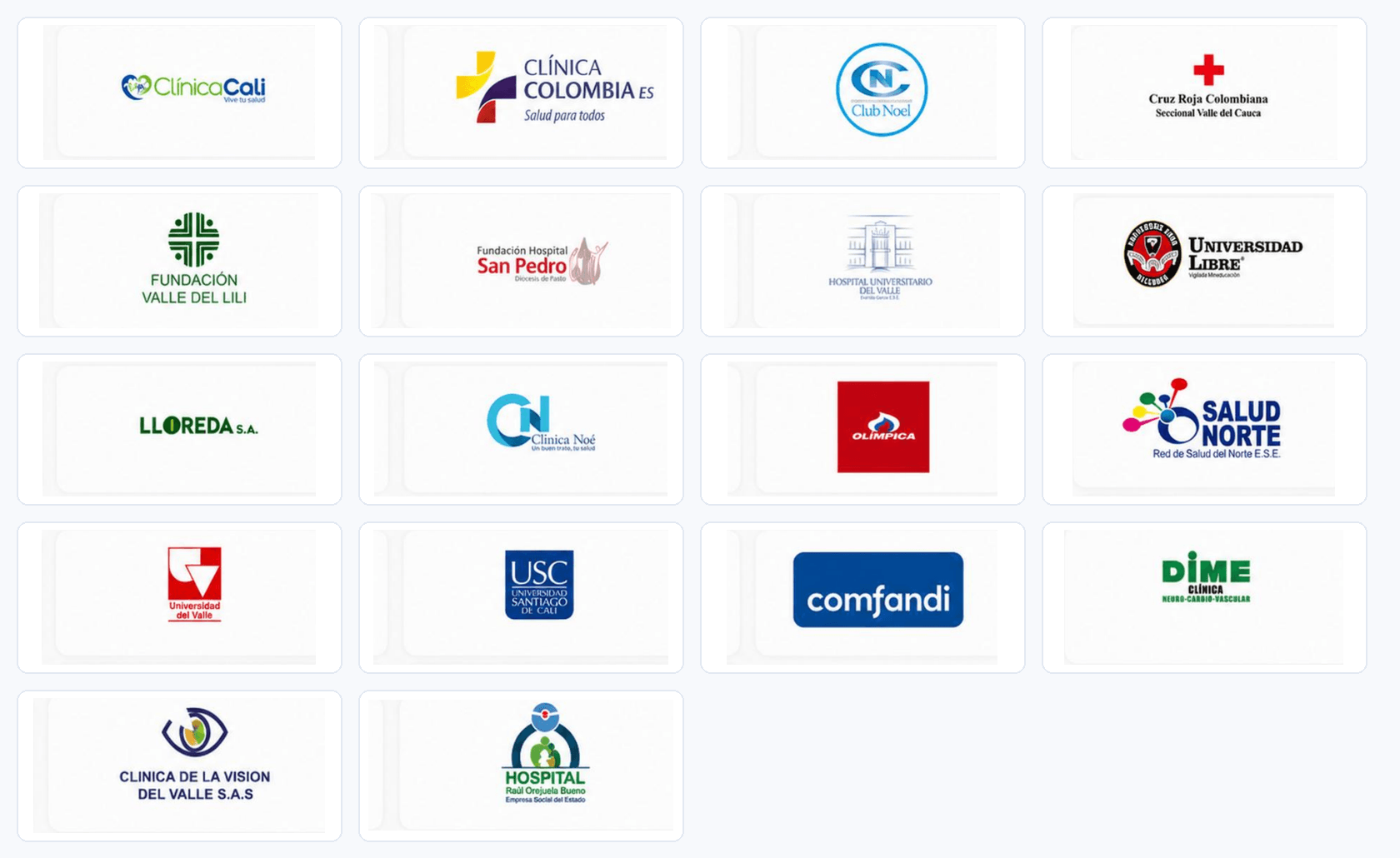 Logos de clientes institucionales de Quirurmed