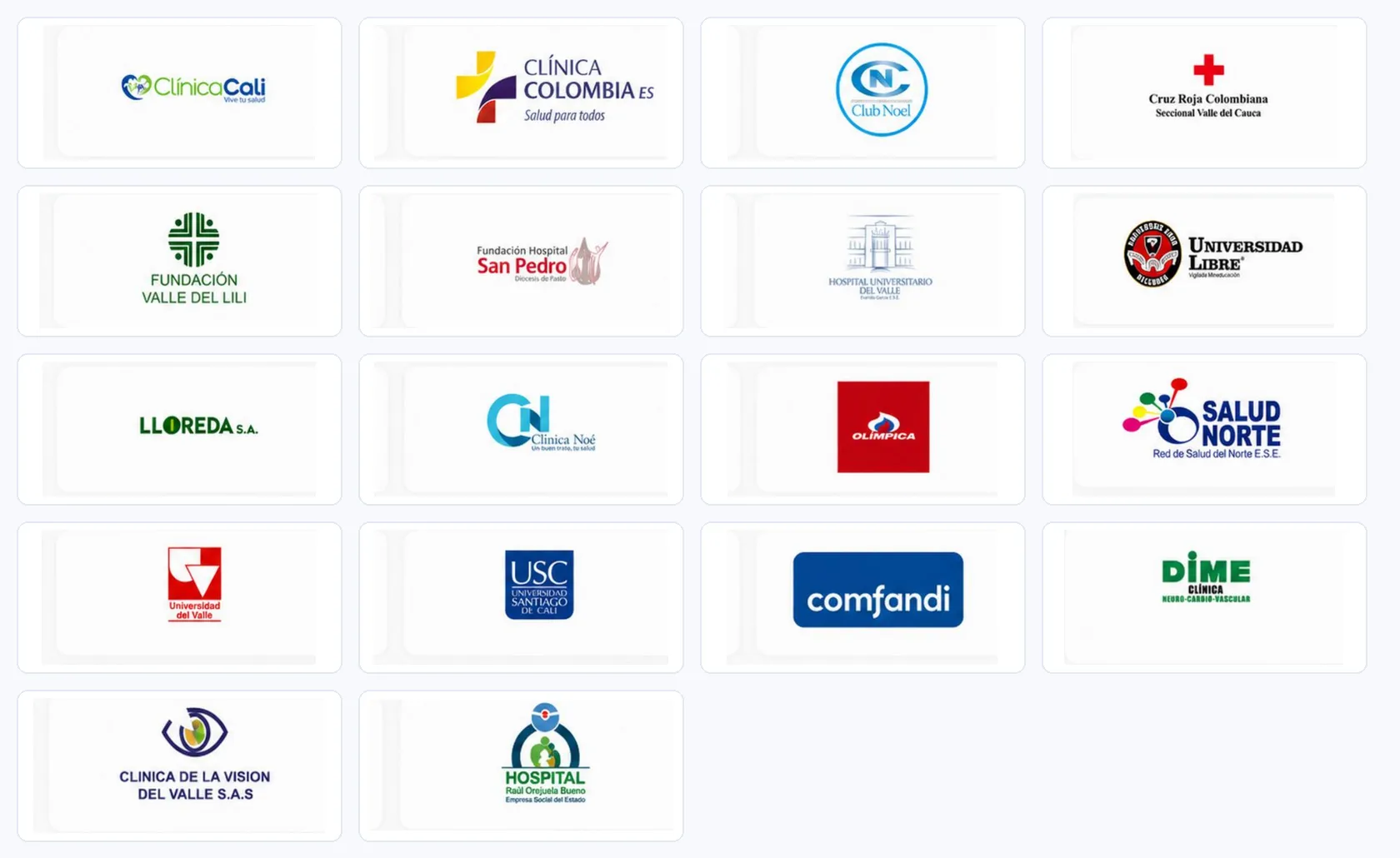Logos de clientes institucionales de Quirurmed