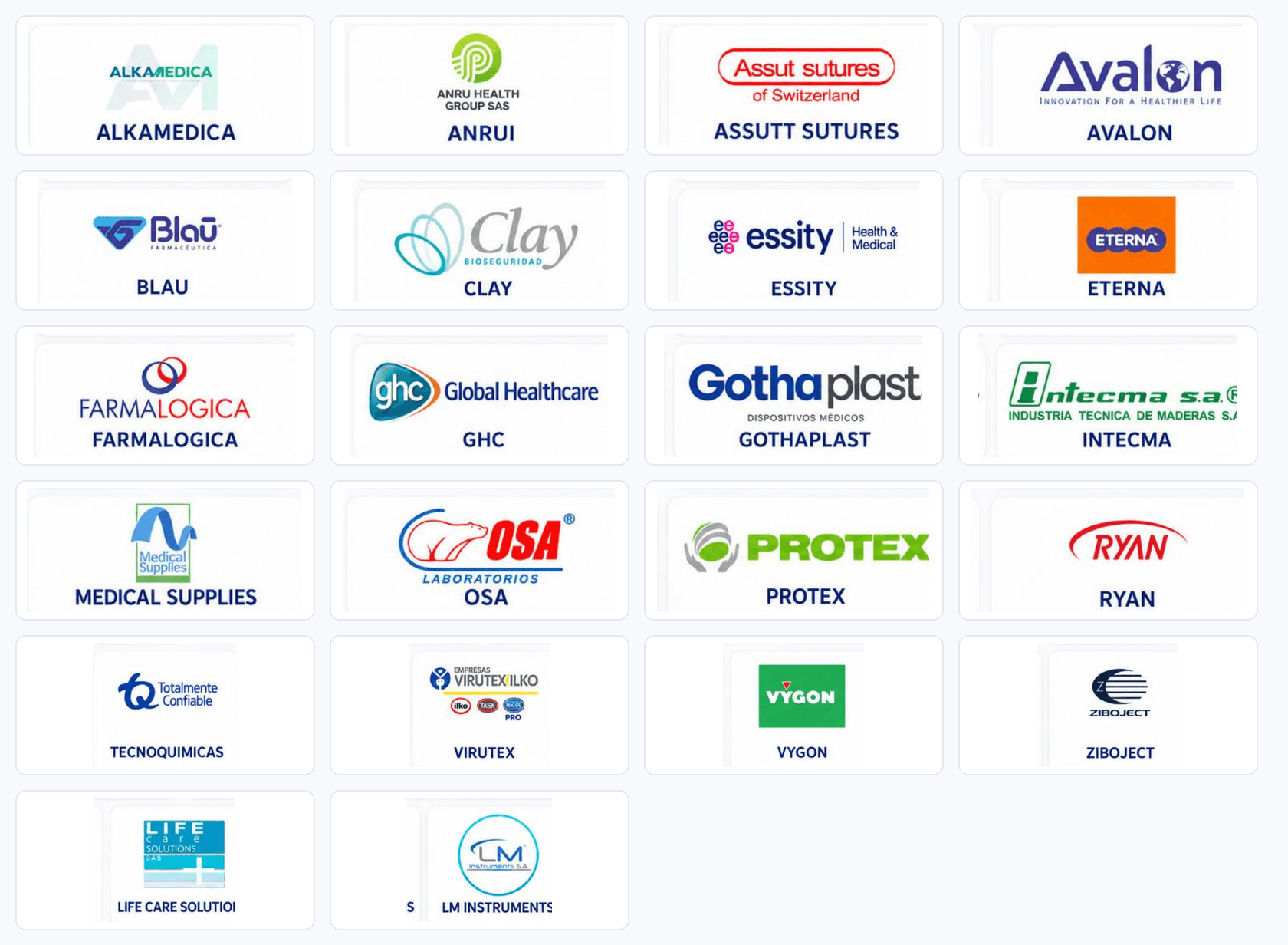 Logos de marcas comercializadas por Quirurmed